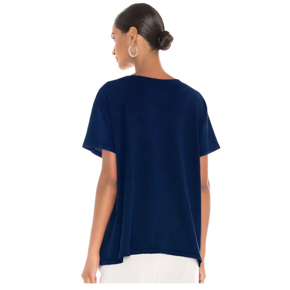 Nili Lotan 100% Linen Oversized Navy Blue Short Sleeve T-Shirt Sweater X-Small - Picture 5 of 15